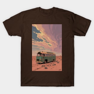 A broken down bus in the desert T-Shirt